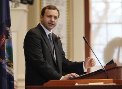 Then-Speaker of the House Mark Eves speaks in 2012 at the swearing in ceremony for new representatives at the State House in Augusta, Maine. (Joel Page/AP)