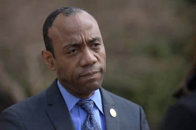 Then-NAACP President Cornell William Brooks speaks outside the Justice Department in Washington in 2017. (Susan Walsh/AP)