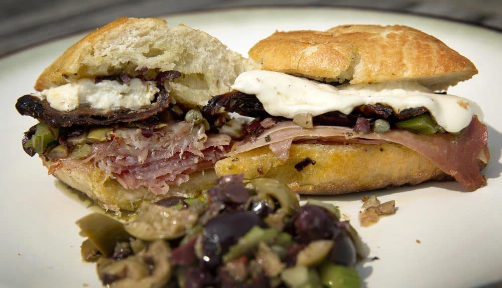Chef Kathy Gunst's grilled ham and cheese sandwich. (Robin Lubbock/WBUR)