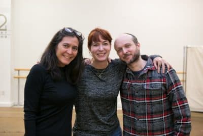 Director Diane Paulus, writer Diablo Cody and choreographer Sidi Larbi Cherkaoui during a workshop for "Jagged Little Pill." (Courtesy Jimmy Ryan/A.R.T.)