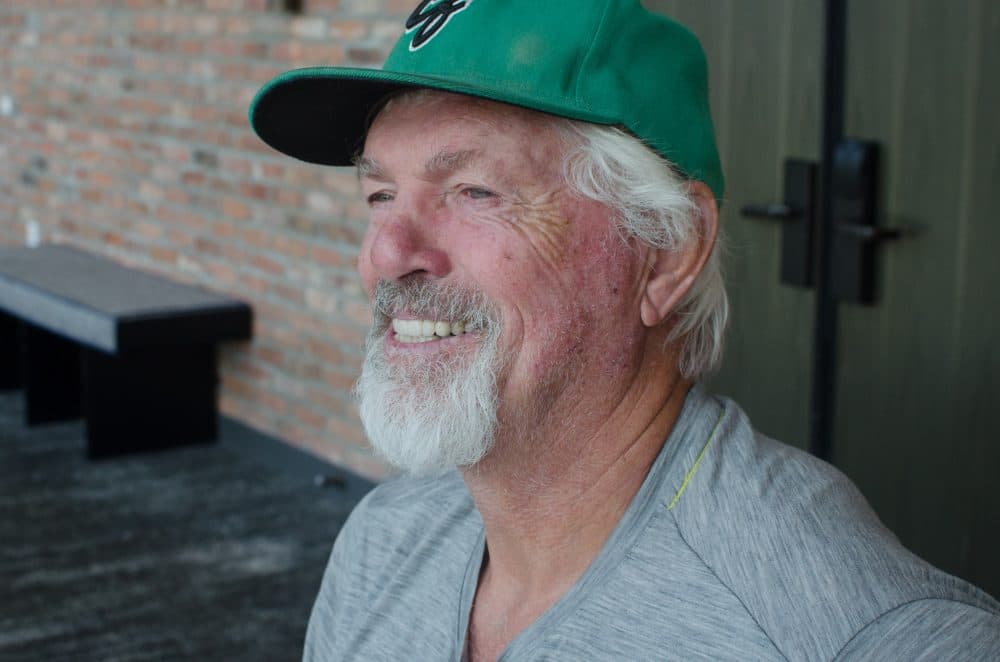 Bill Lee looks across the Mass Pike towards Fenway Park, where on Sunday, the noted lefty and iconoclast takes part in the first Red Sox Alumni Game in a quarter century. (Sharon Brody/WBUR)