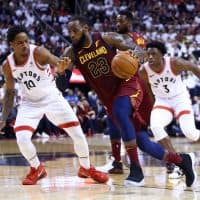 LeBron James eluded many defenders in Game 2 of the Cavaliers' and Raptors' second round playoff series. James had 43 points, 8 rebounds and 14 assists in that game. (Vaughn Ridley/Getty Images)