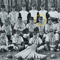 A young Donald Trump (circled) is pictured in the 1961 NYMA baseball team photo. Ilan Fisher is in the top row, third from the left. (Courtesy Ilan Fisher)