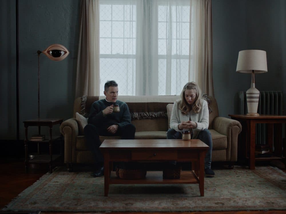 Ethan Hawke as Reverend Ernst Toller with Amanda Seyfried as Mary in "First Reformed." (Courtesy A24)