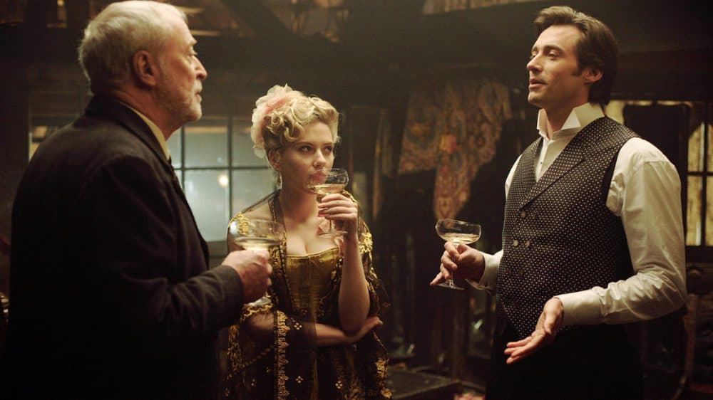 Michael Caine, Scarlett Johansson and Hugh Jackman in "The Prestige." (Courtesy MFA)
