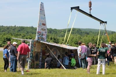 People take a closer look at Project Soar. (Amy Gorel/WBUR)
