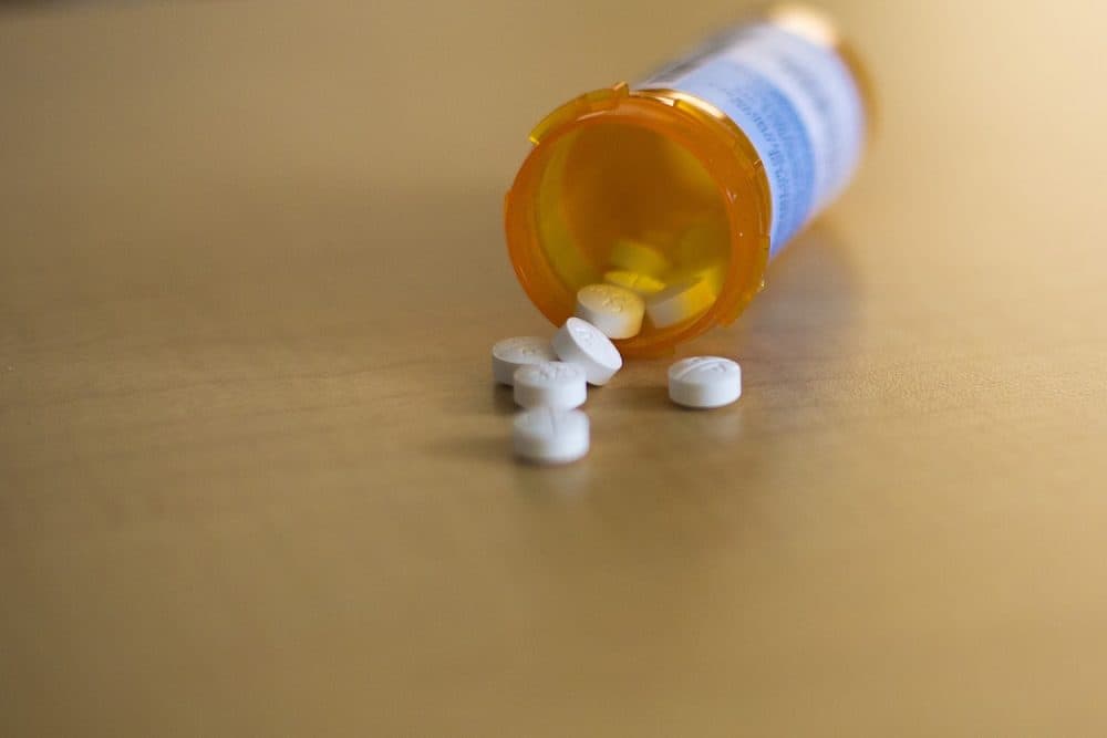 Oxycodone Acetaminophen tablets. (Jesse Costa/WBUR)