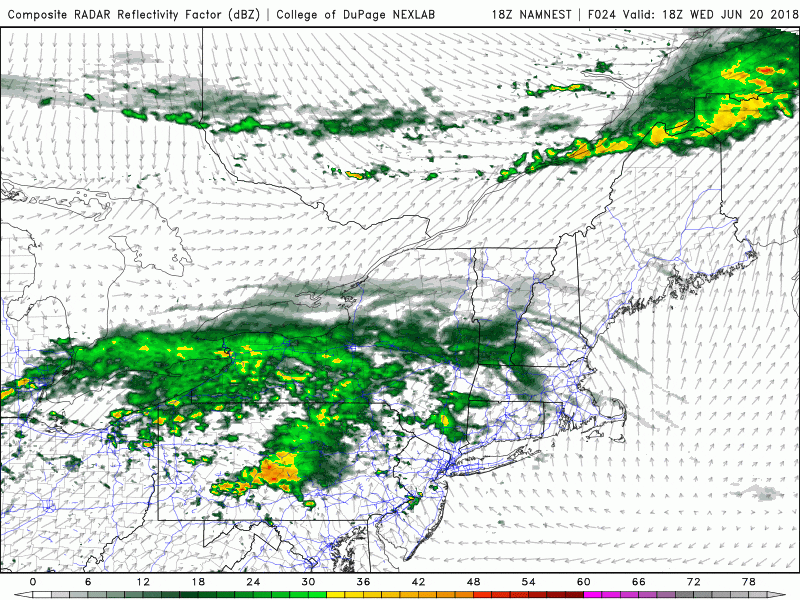 An area of showers will cross near or through the region tonight. (Courtesy COD Weather)