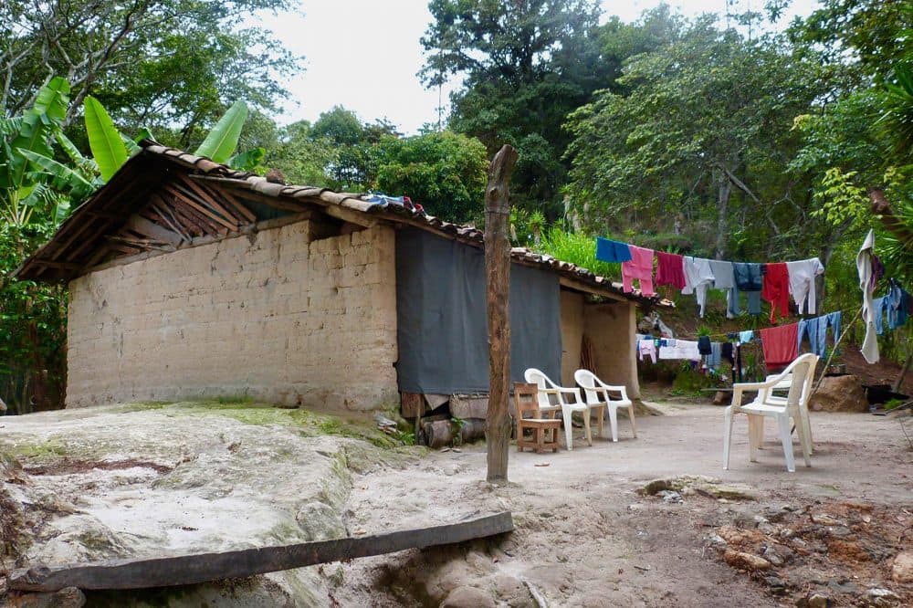 The Rodriguez home sits atop a cliff near the town of El Sause, Honduras. (Karyn Miller-Medzon/Here & Now)