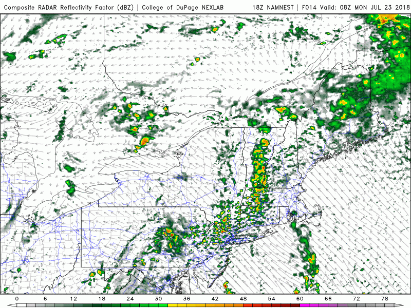 Showers will trend westward today thus lowering the risk. (Courtesy COD Weather)