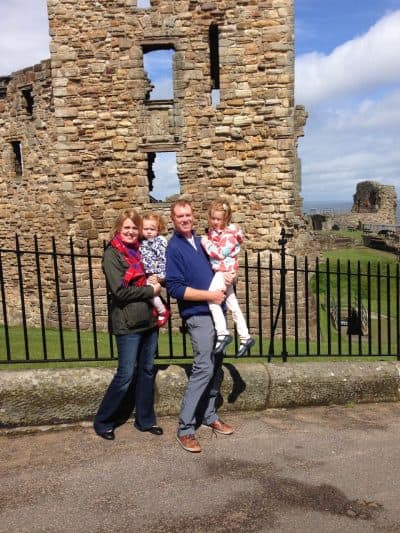 Tom Coyne and family at St. Andrews Castle. (Courtesy Tom Coyne)