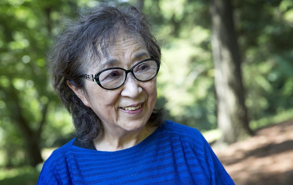 Contemporary artist Fujiko Nakaya at the Arnold Arboretum in Boston. (Robin Lubbock/WBUR)
