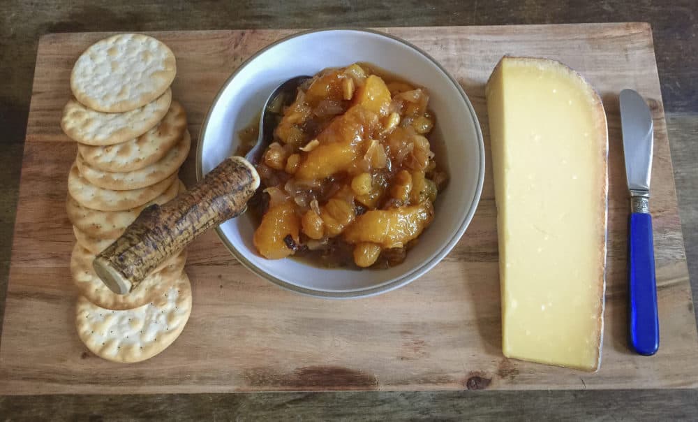 Chef Kathy Gunst's peach and golden raisin chutney. (Kathy Gunst for Here & Now)