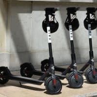 Electric scooters, like these ones pictured in France from the U.S. startup Bird, are a common sight in downtown Austin, Texas. (Eric Piermont/AFP/Getty Images)