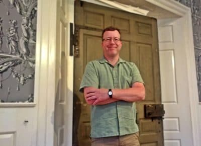 Patrick Gabridge with Hancock Door. (Courtesy: Old State House)
