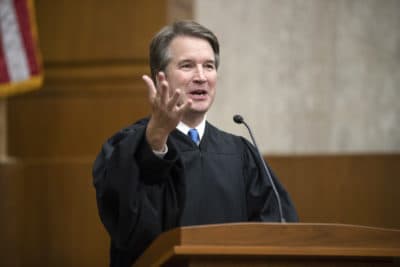 President Donald Trump's Supreme Court nominee, Judge Brett Kavanaugh, speaks as he officiates at the swearing-in of Judge Britt Grant to take a seat on the U.S. Court of Appeals for the Eleventh Circuit, Tuesday, Aug. 7, 2018, at the U.S. District Courthouse in Washington. (J. Scott Applewhite/AP)