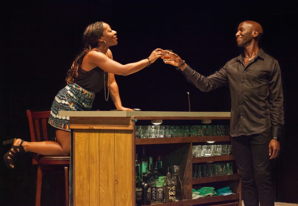 Marcel (Phillip James Brannon) tries to talk Noxolo (Alfie Fuller) into staying in London in "Dangerous House" at the Willimstown Theatre Festival. (Courtesy Carolyn Brown/WTF)