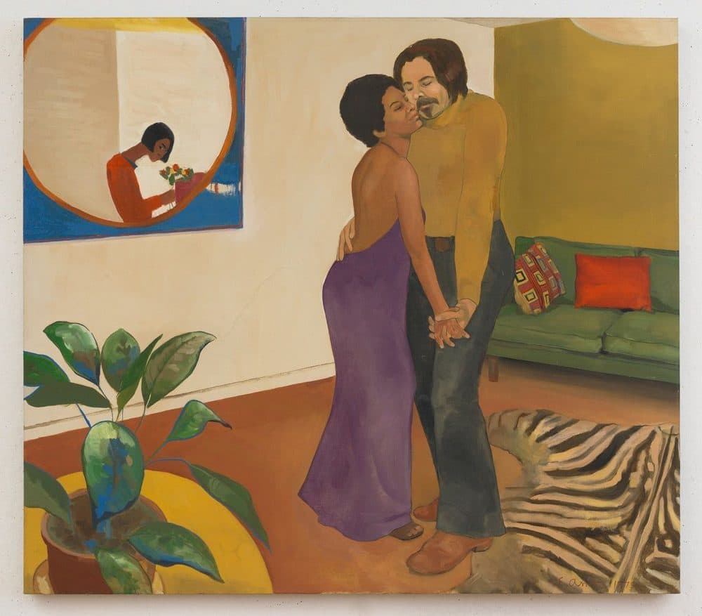 Emma Amos' "Sandy and Her Husband," created in 1973. (Courtesy Brooklyn Art Museum)