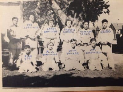 Richard See (front row, left) one of the young judo athletes who visited Manzanar for a tournament. (Courtesy NPS/Roy Murakami Collection)