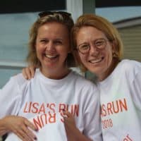 In March, Caroline Steer (left) and Vanessa Oshima (right) ran in honor of a high school classmate who died of leukemia. (Courtesy Vanessa Oshima)