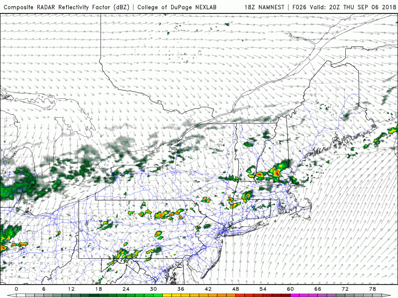 There is a chance of storms later today. This radar depiction shows how storms may cross the region. (Courtesy COD Weather)