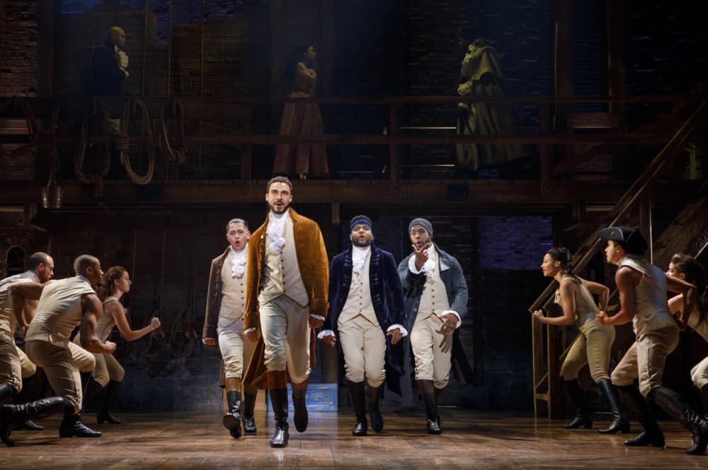 The cast of "Hamilton" at the Boston Opera House. (Courtesy Joan Marcus)