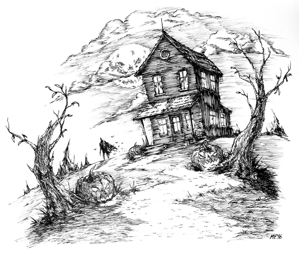 44+ Easy Step By Step Haunted House Drawings Background