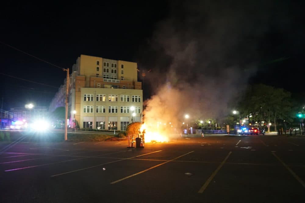 In R I Police Brutality Protesters Storm Providence Place Mall Set Cop Car On Fire Wbur News