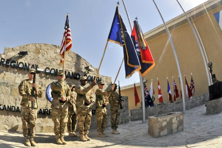 A Veterans Day ceremony at Kandahar Airfield, Afghanistan, Nov. 11, 2012. (Staff Sgt. Brendan Mackie/U.S. Army)