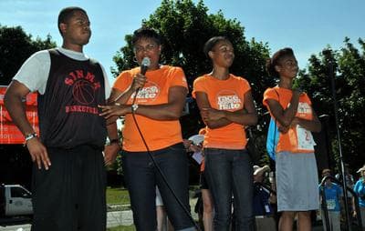 Sherialyn Byrdsong, pictured with her children Ricky Jr., Sabrina and Kelley, speaks at the 2012 Race Against Hate. (ywca.org)