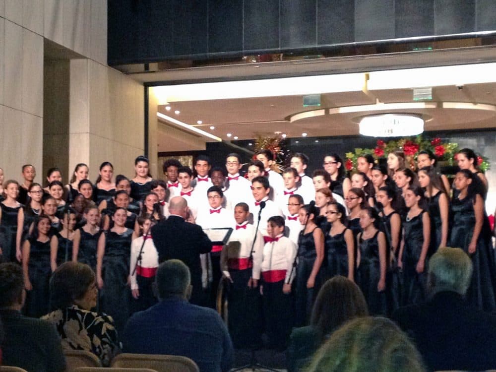 The choir at Coral Reef High School competes at the annual caroling competition in Coral Gables, Fla. (Phil Latzman/Only A Game)