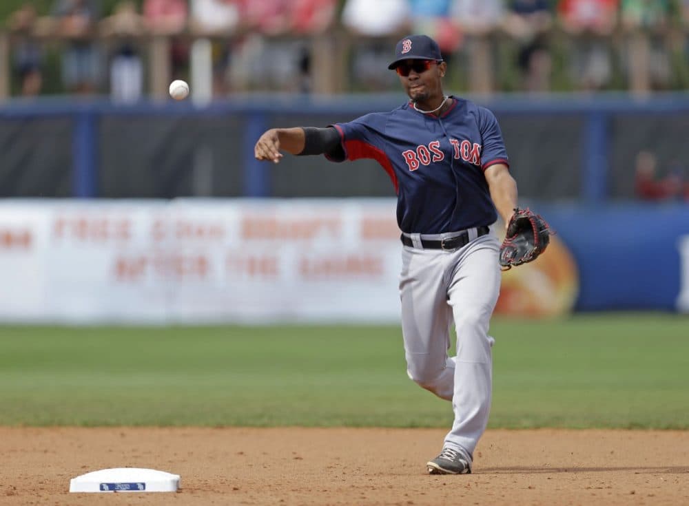 Boston Red Sox shortstop Xander Bogaerts (2) fields a ground out by Tampa Bay Rays Wilson Betemit during an exhibition baseball game in Port Charlotte, Fla., Tuesday, March 25, 2014. The Red Sox won 4-2. (AP)