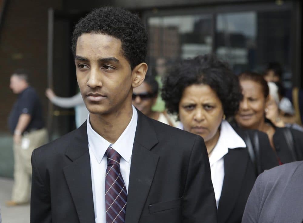 Robel Phillipos leaves federal court Friday, Sept. 13, 2013, in Boston. (Stephan Savoia/AP)
