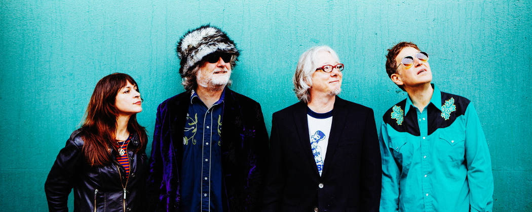 Linda Pitmon, Peter Buck, Mike Mills, and Steve Wynn formed The Baseball Project in 2007. (Courtesy Chattman)