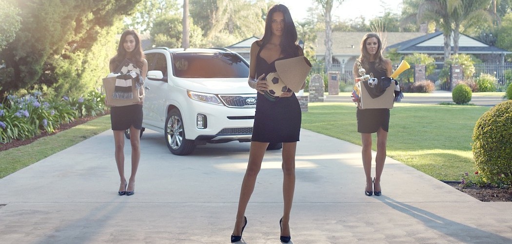 Adriana Lima and friends in one of Kia Sorento's World Cup ads. (Courtesy, David&Goliath)