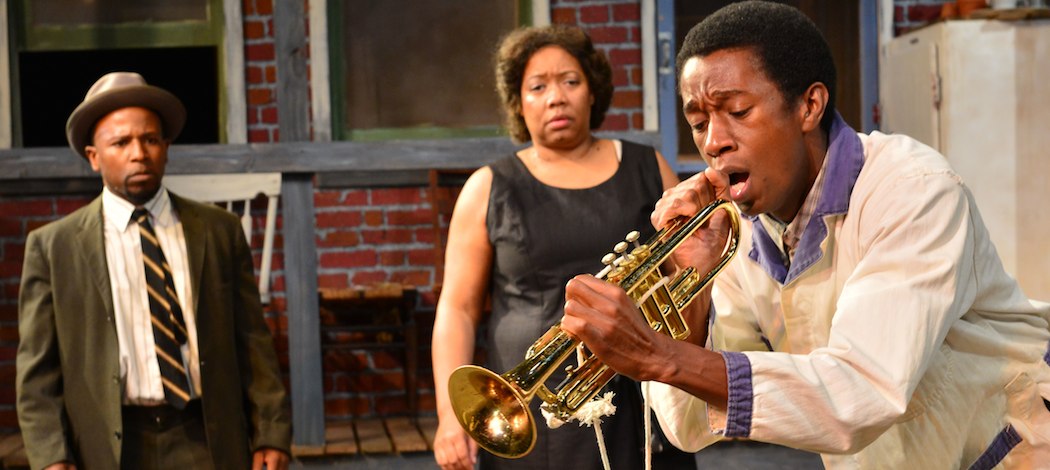 Warren Jackson, Jacqui Parker and Jermel Nakia in "Fences" at Gloucester Stage Company. (Gary Ng)