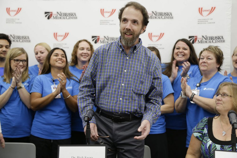 Former Ebola patient Dr. Richard Sacra at a news conference just after he was cleared of the virus on Sept. 25, 2014. (Nati Harnik/AP)