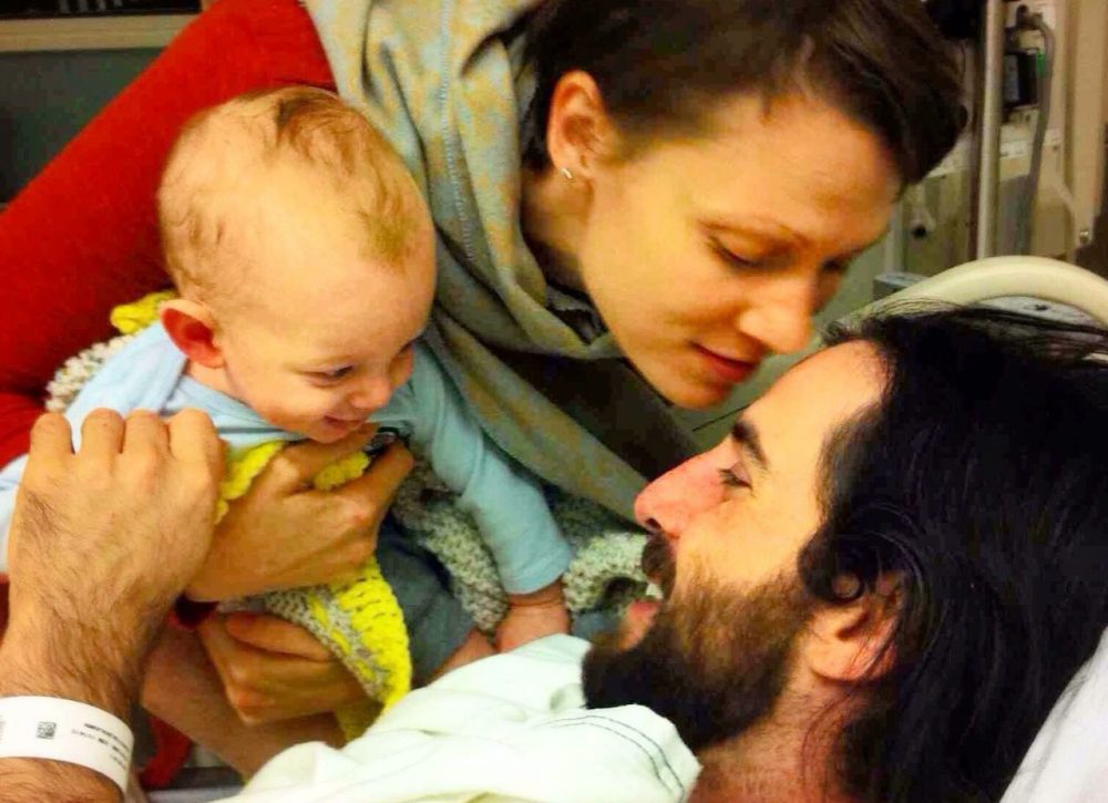 Heidi, Ben, and Oliver Johnston after transplant surgery. (Courtesy)