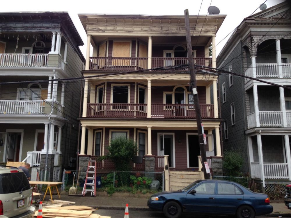 The location of the 5-alarm fire at 1051 Saratoga Street in East Boston. (Jesse Costa/WBUR)
