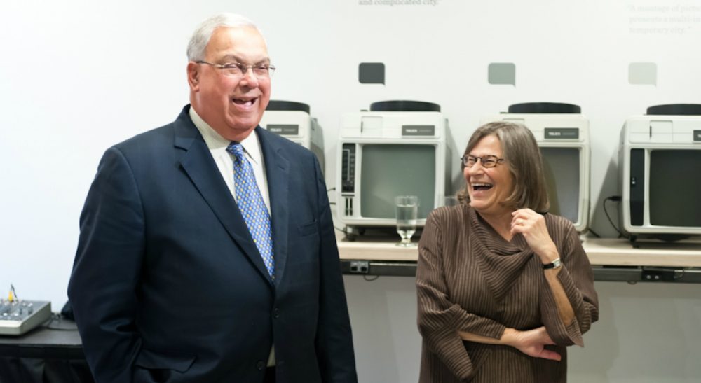 Renee Loth: "Whether we saw each other weekly or after an absence of six months, nearly his first words of greeting were invariably about the tree. How’s that tree doin’? Tree good? How’s the tree? Pictured: Mayor Tom Menino and the author, sharing a laugh about her maple tree, May 22, 2012. (Boston Society of Architects/flickr)