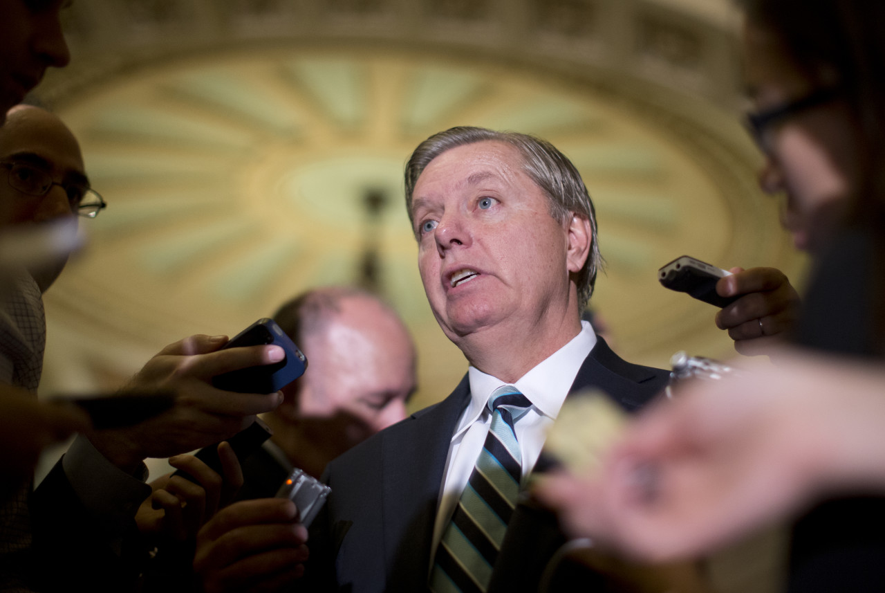 Sen. Lindsey Graham, pictured here in Oct. 2013, "is displeased that this latest of several Benghazi investigations concluded that there was no cover-up in the 2012 Libya attack and its aftermath." (Carolyn Kaster/AP)