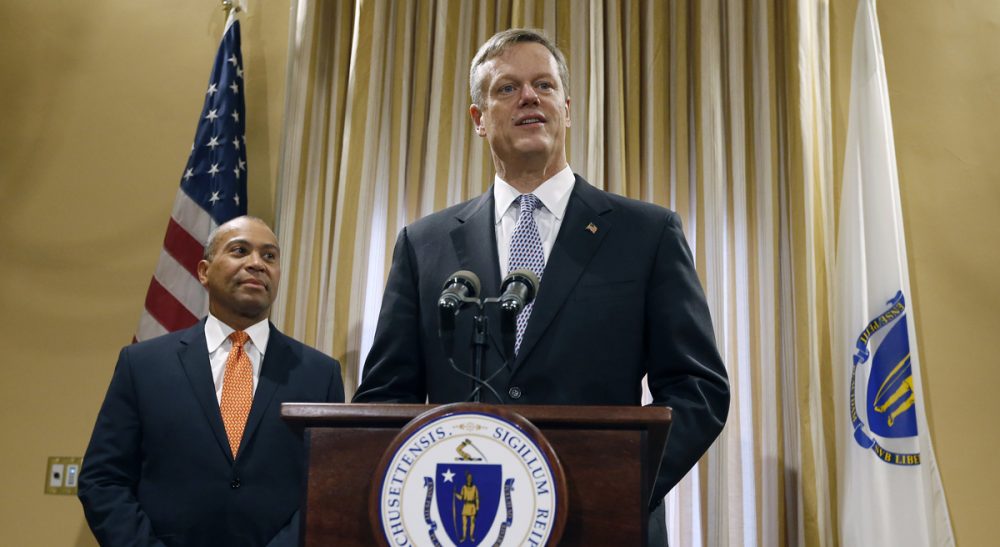 Governor-elect Charlie Baker has a real-time opportunity to demonstrate that his administration will not represent business-as-usual at the State House. Baker is pictured here during a news conference with Gov. Deval Patrick, Wednesday, Nov. 5, 2014 in Boston. (Michael Dwyer/AP)