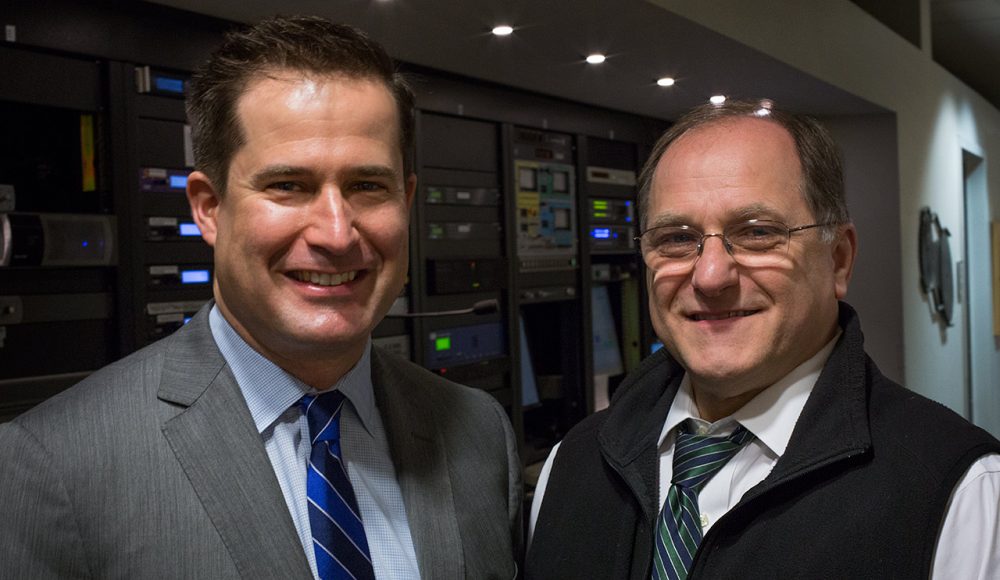 U.S. Rep.-elect Seth Moulton, left, and Rep. Michael Capuano (Robin Lubbock/WBUR)