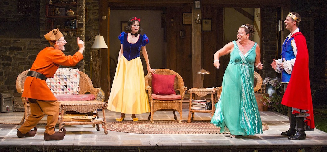 Martin Moran, Candy Buckley, Marcia DeBonis, and Tyler Lansing Weaks in Christopher Durang’s "Vanya and Sonia and Masha and Spike," directed by Jessica Stone, based on the Broadway direction of Nicholas Martin, playing Jan. 2 – Feb. 1 at the Huntington Theatre Company. ( Jim Cox)