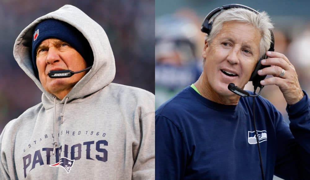 Patriots coach Bill Belichick, left, and Seahawks coach Pete Carroll. (AP)