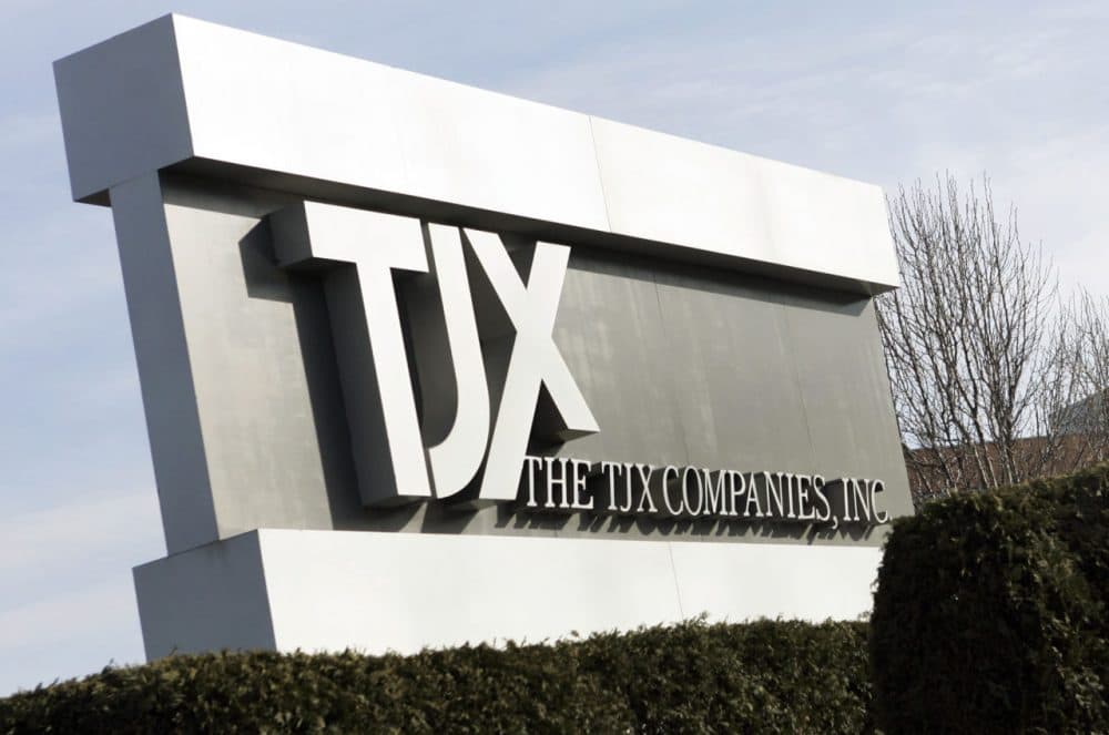 In this 2007 file photo, a sign outside the TJX Cos. headquarters is seen in Framingham. (Elise Amendola/AP)