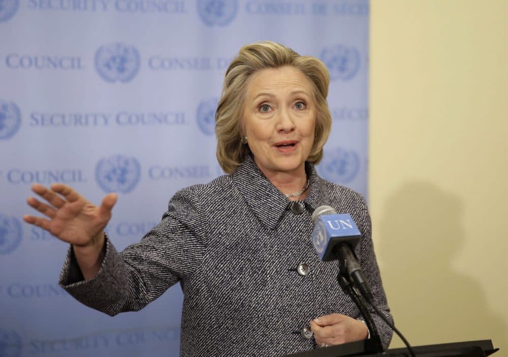 Hillary Clinton speaks to reporters at United Nations headquarters on Tuesday. She conceded that she should have used a government email to conduct business as secretary of state, saying her decision to use a private account was simply a matter of "convenience." (Seth Wenig/AP)