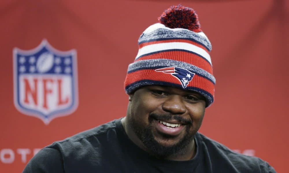 Vince Wilfork prior to a Patriots team practice in Foxborough in January. (Charles Krupa/AP)
