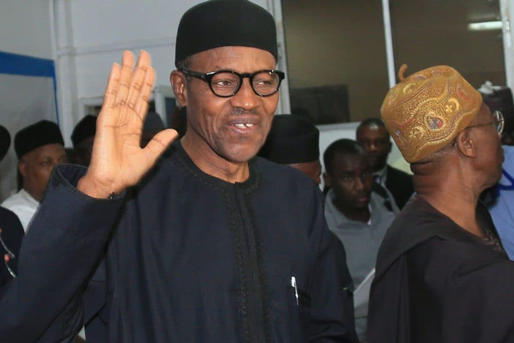 Nigerian president-elect Muhammadu Buhari waves in Abuja on April 1, 2015. (AFP/Getty Images)