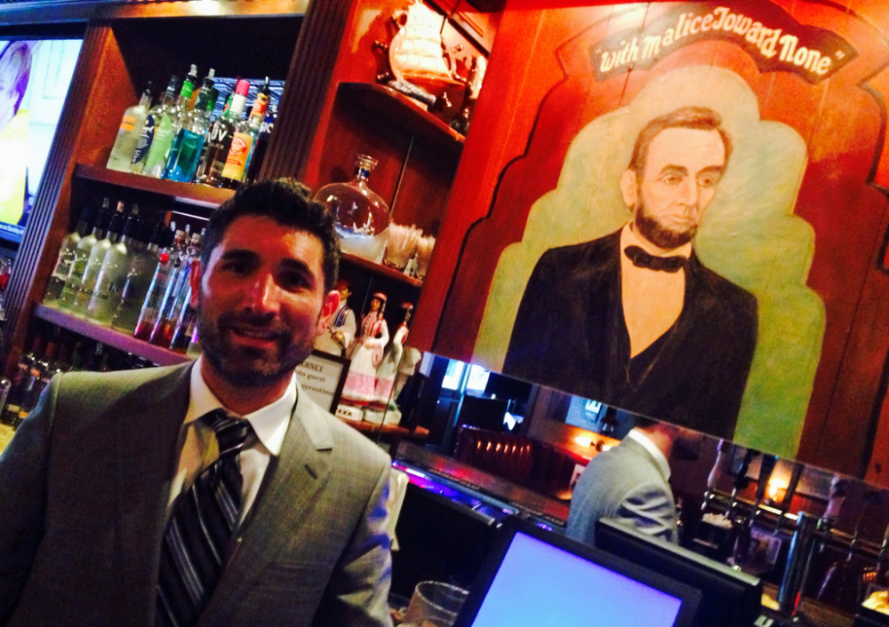The Lincoln Square Lounge has been in Andrew Chiligiris's family for three generations. He says Lincoln's legacy played a role establishing his Greek immigrant family in the United States. (Peter O'Dowd)